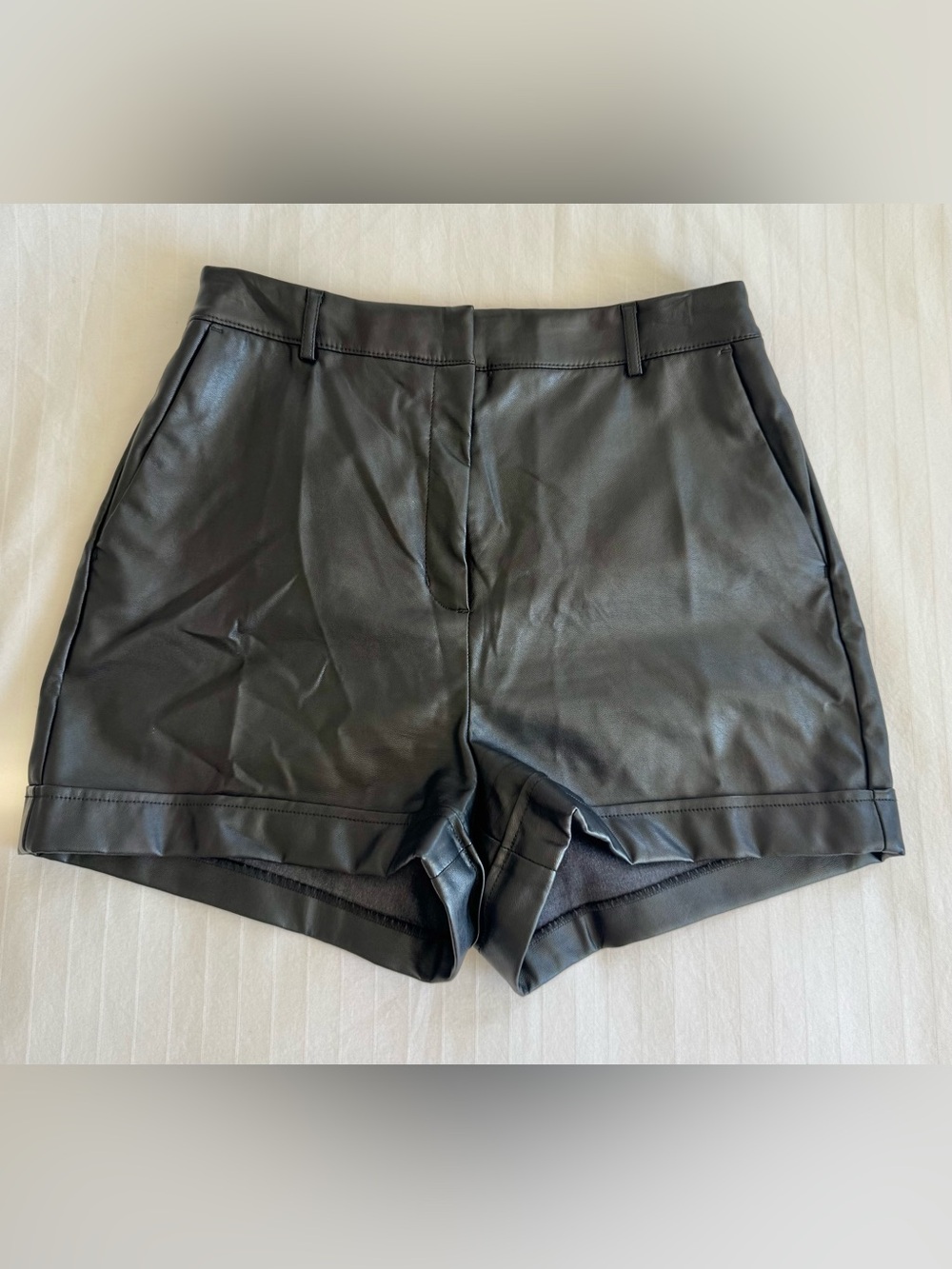 Express Black Faux Leather High-Waist Shorts